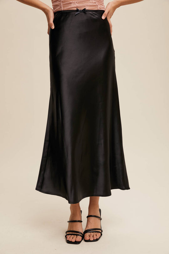 Satin Midi Slip Skirt