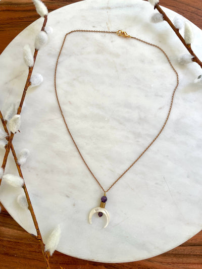 XTRA by Stacey The Gilly Necklace - White Shell Crescent Pendant Necklace - Simple Good