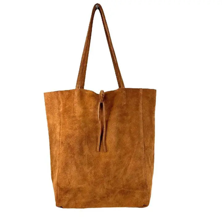 Casual Italian Leather Suede Tote