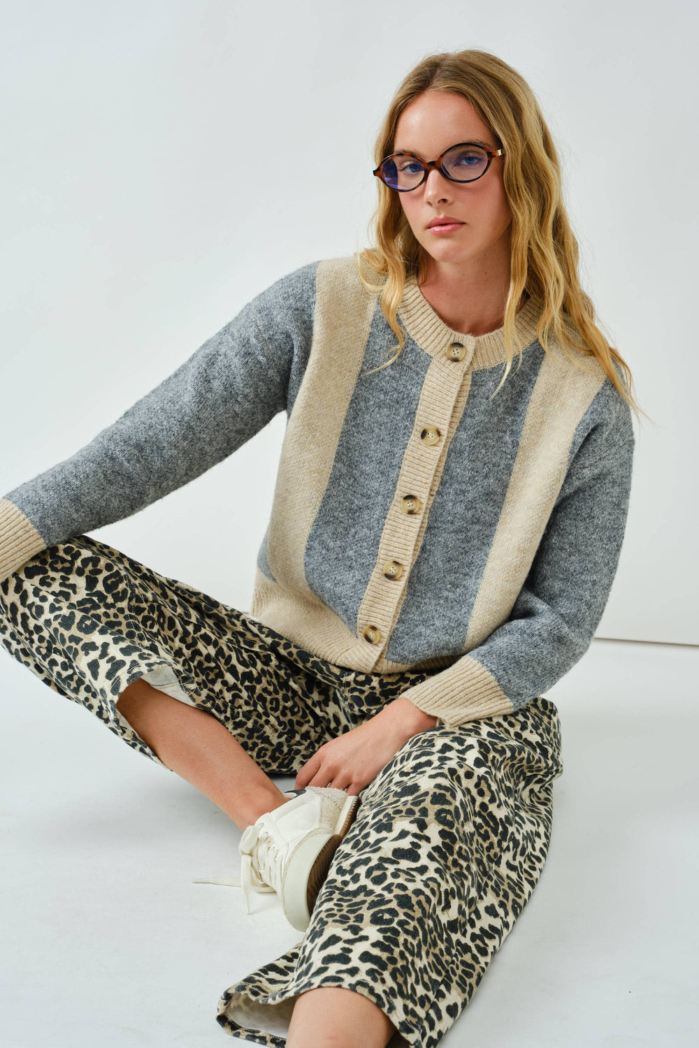 Warm Striped Pullover Cardigan