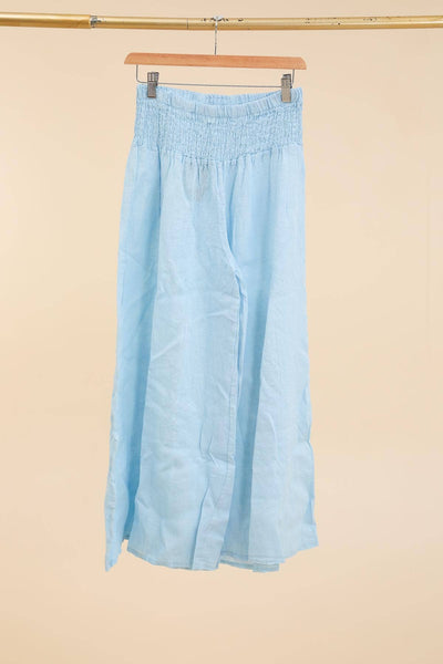 Linen Trousers With Elastic Cinched Waist