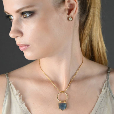 Labradorite Shield & Circle Necklace