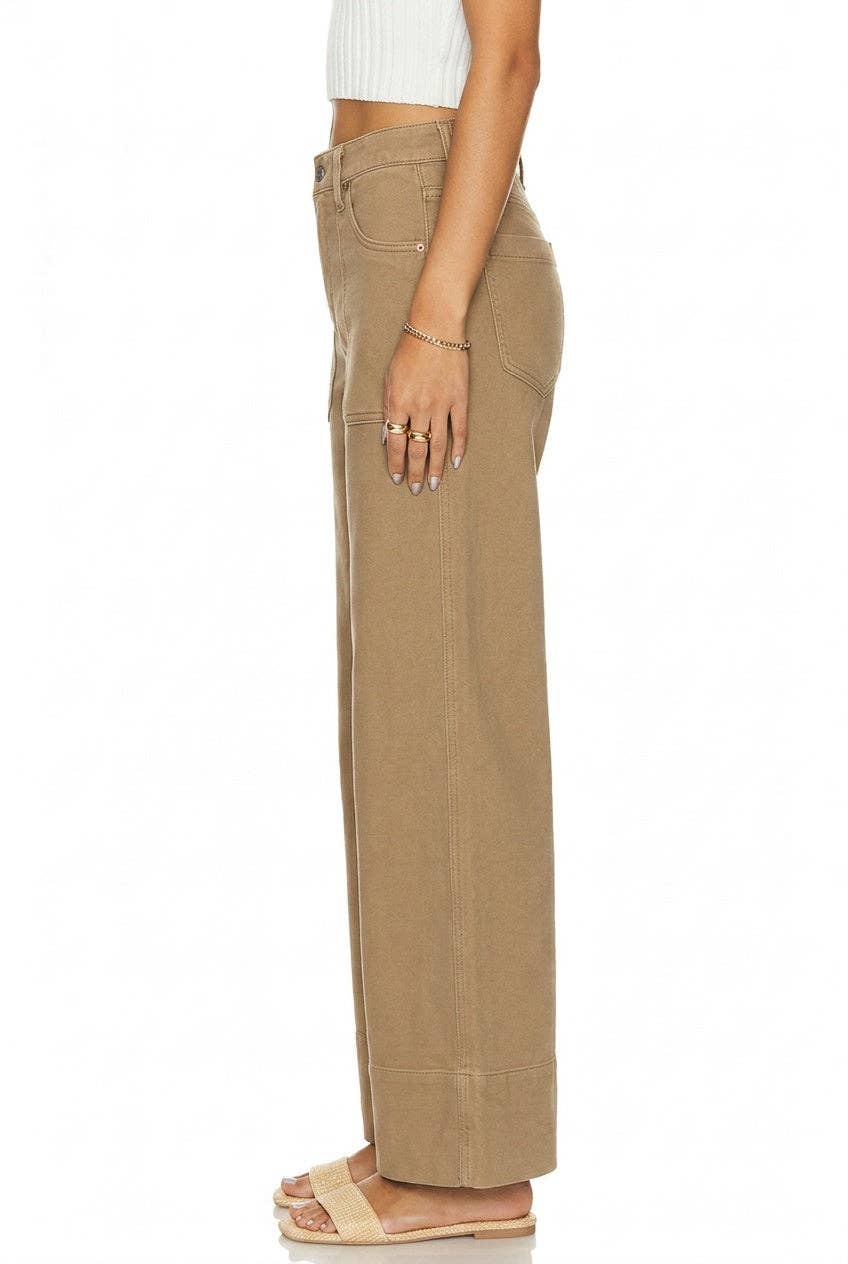 High Rise Tummy Control Garment Dyed Palazzo Jeans