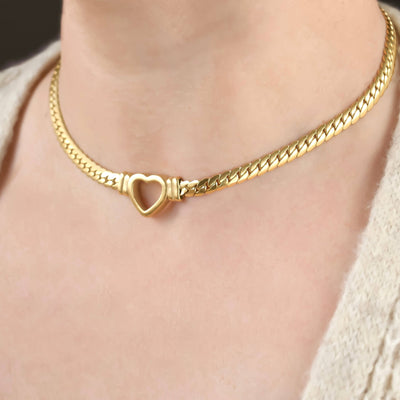 Chunky Heart Choker - Waterproof 18k Gold Heart Necklace