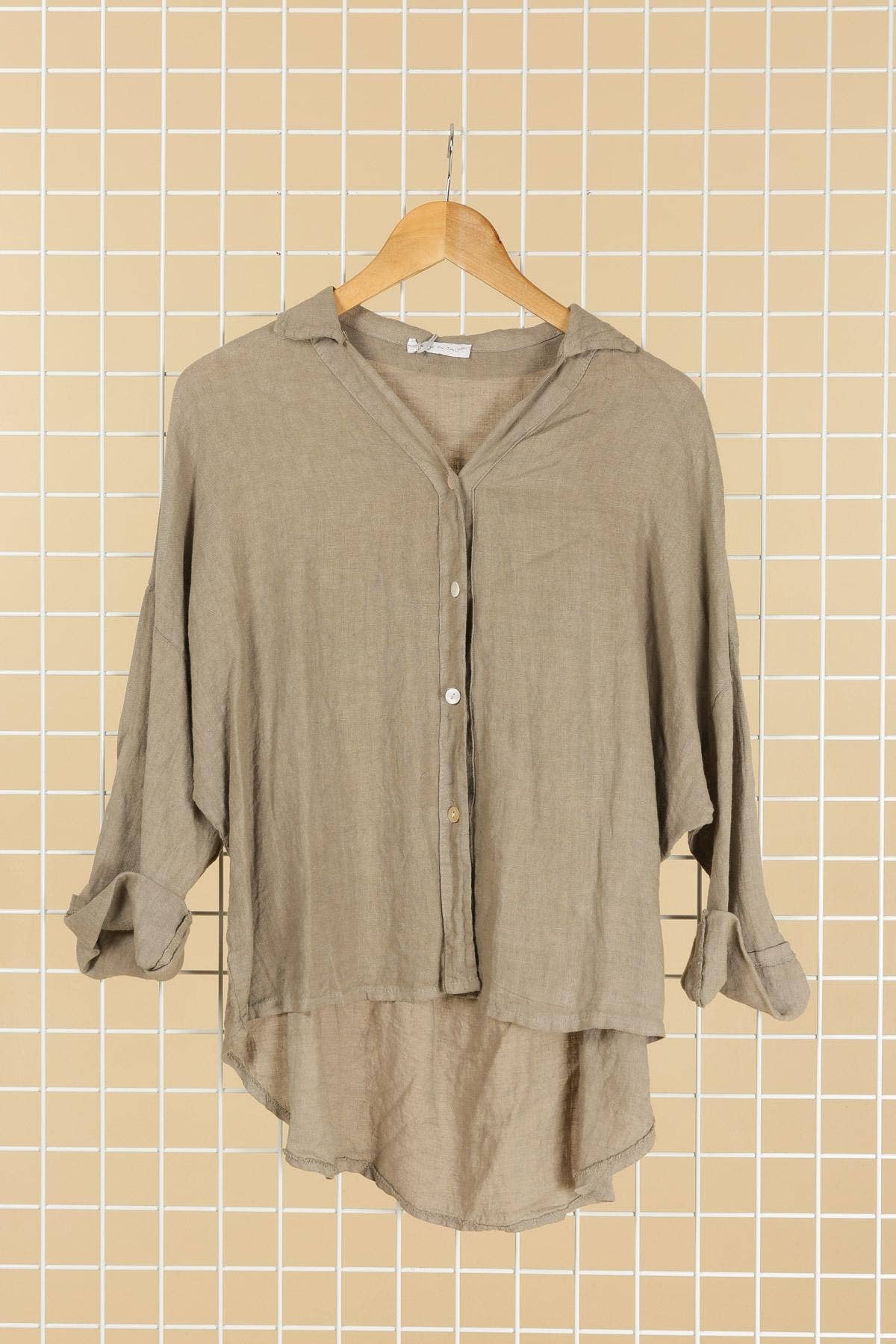 Full-length Linen Collared Shirt