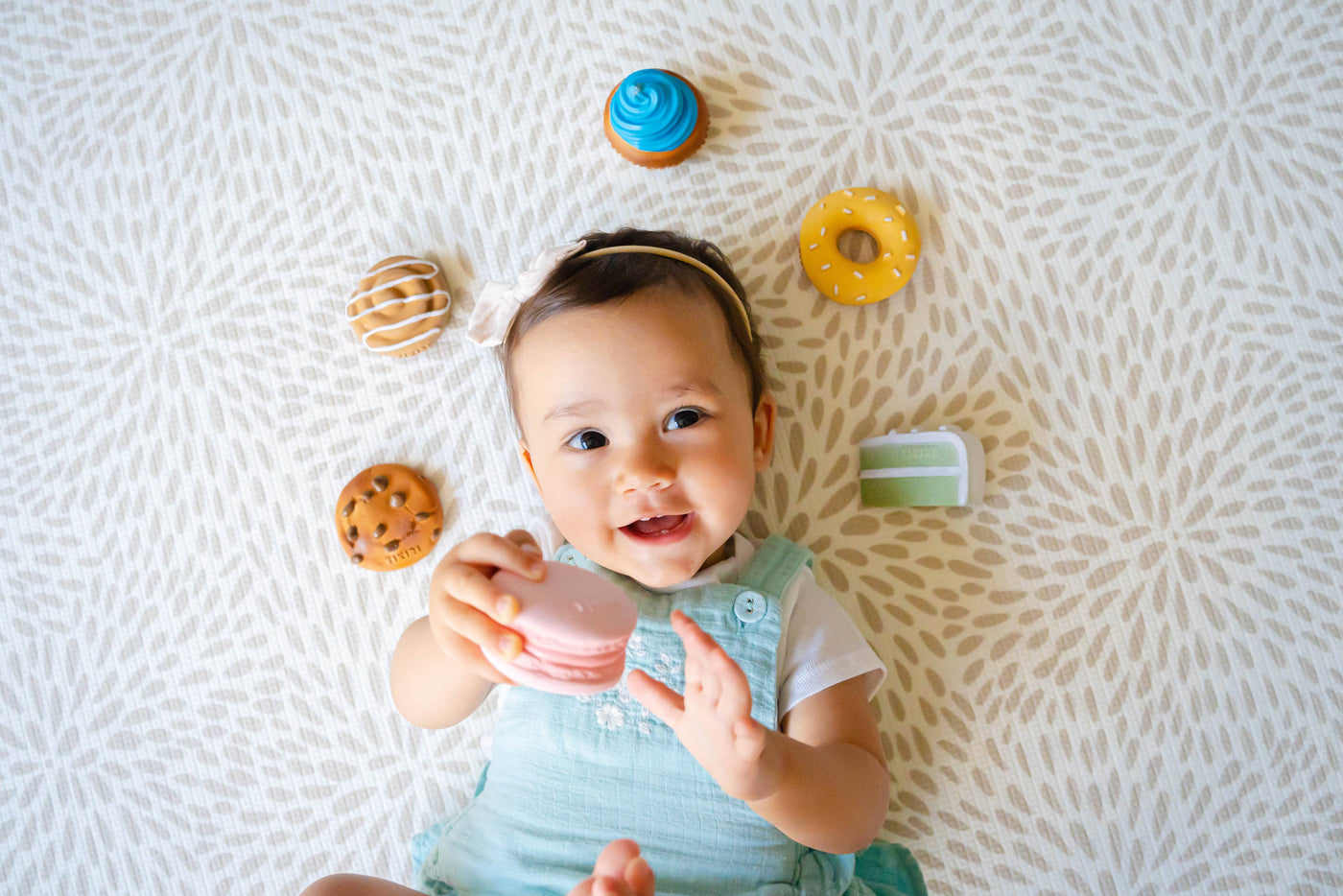 Tikiri Toys LLC Donut Natural Rubber Teether, Rattle & Pretend Play - Simple Good