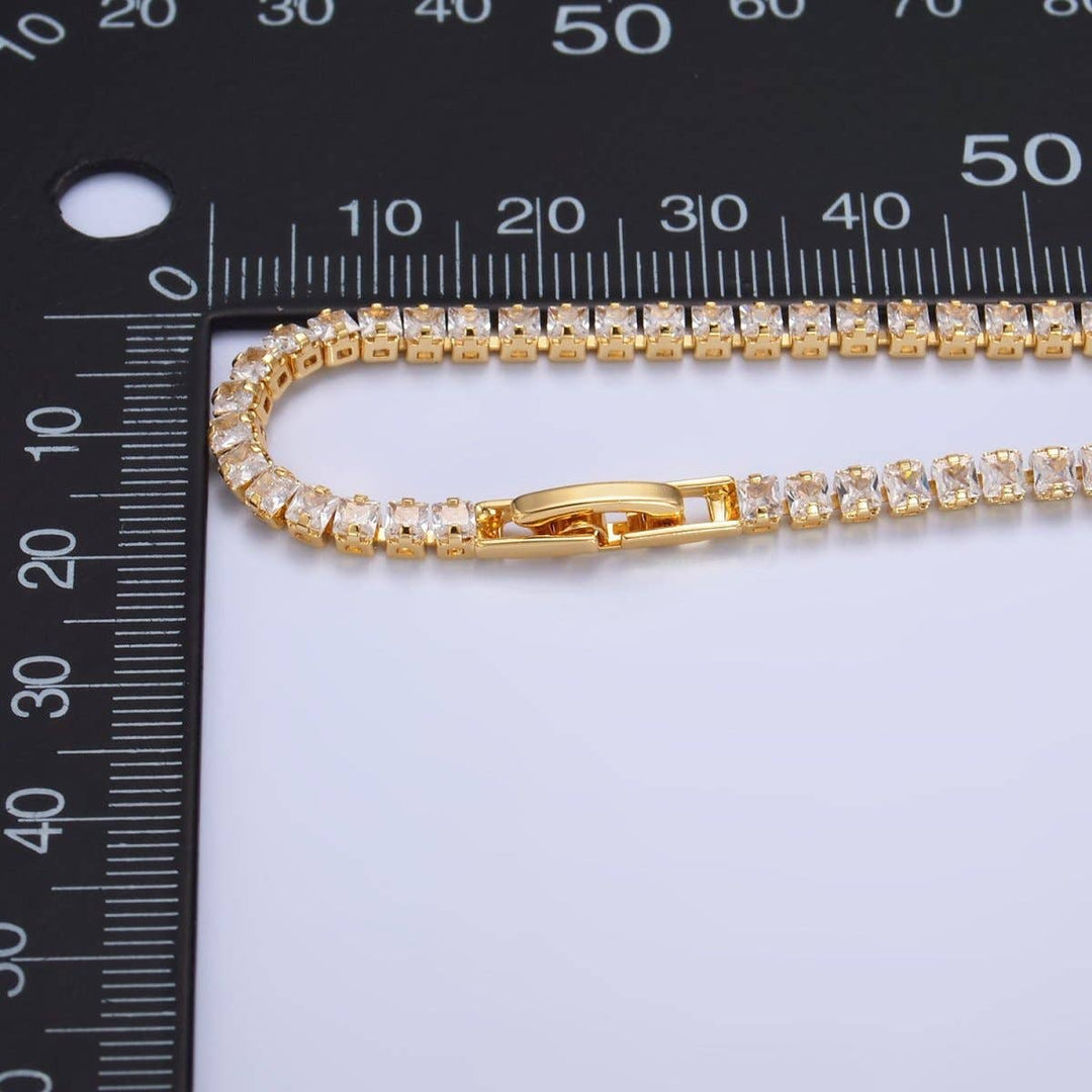 3mm Baguette Cut Cubic Zirconia Tennis Bracelet