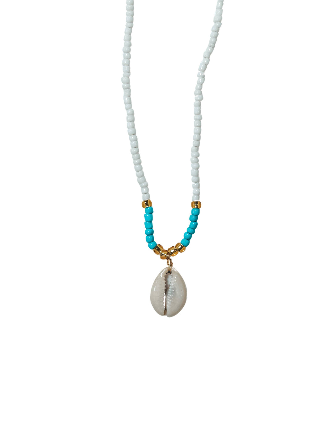 Cowrie Shell Charm Seed Bead Necklace