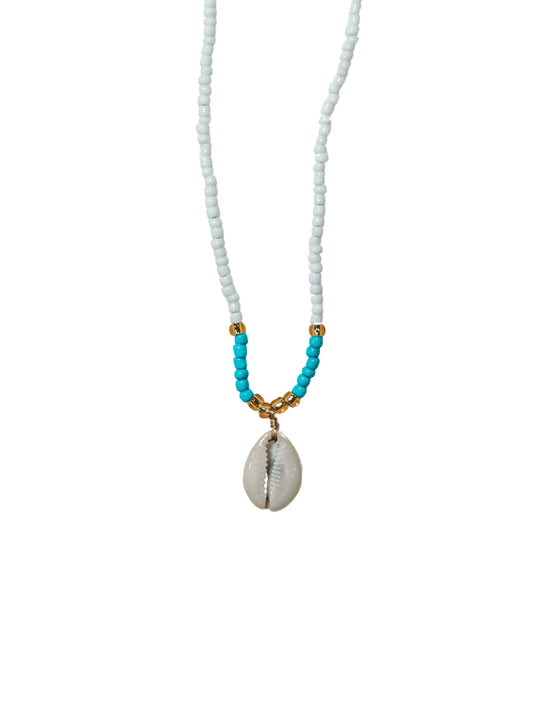 Cowrie Shell Charm Seed Bead Necklace