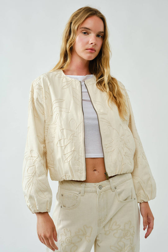 Embroidered Bomber Cotton Jacket