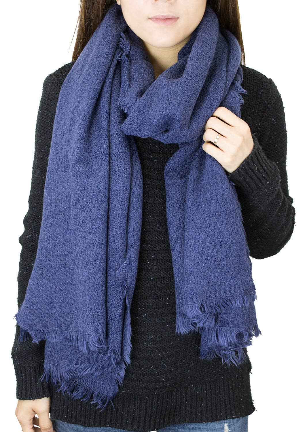 Solid Cashmere Blend Woven Blanket Scarf