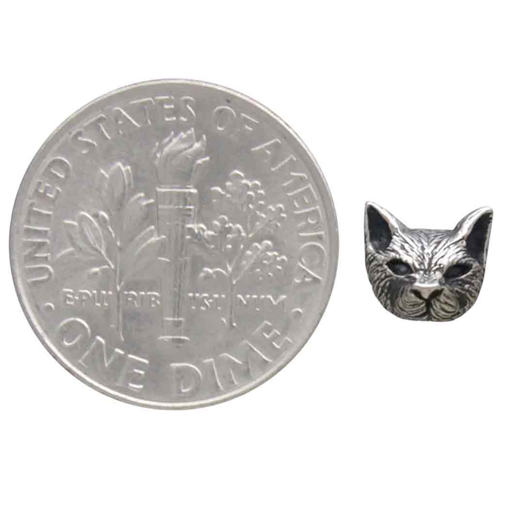 3D Cat Head Post Earrings 6x7mm