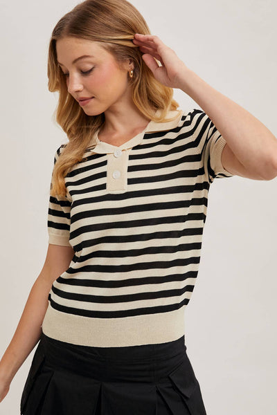 Striped Knit Polo