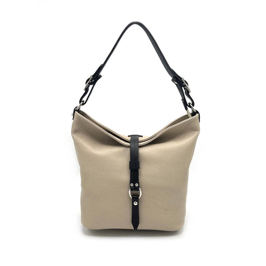 Leather Hobo Bag with White Trim