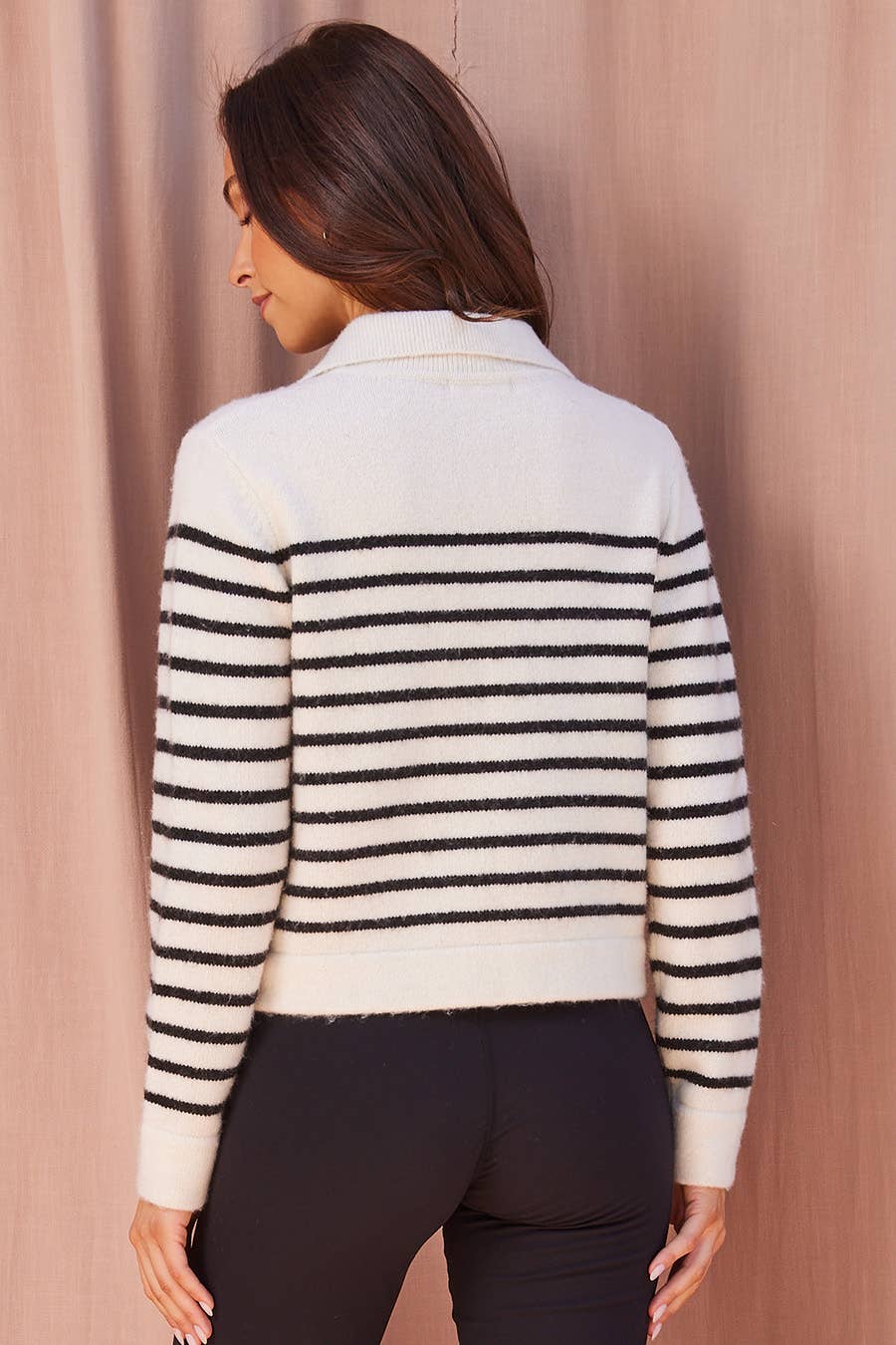 Stripe Zip Up Sweater