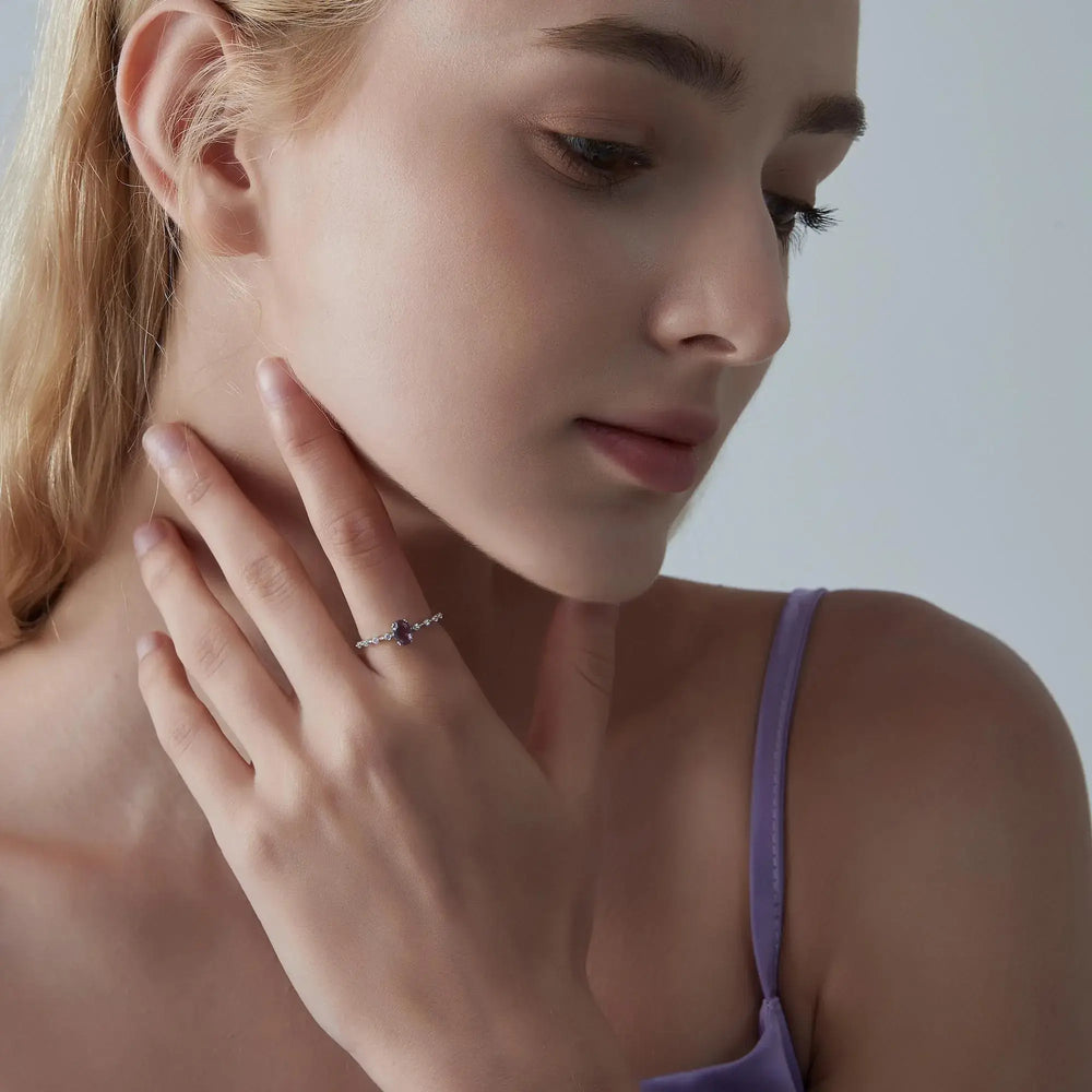 Oval Cut Natural Amethyst Ring