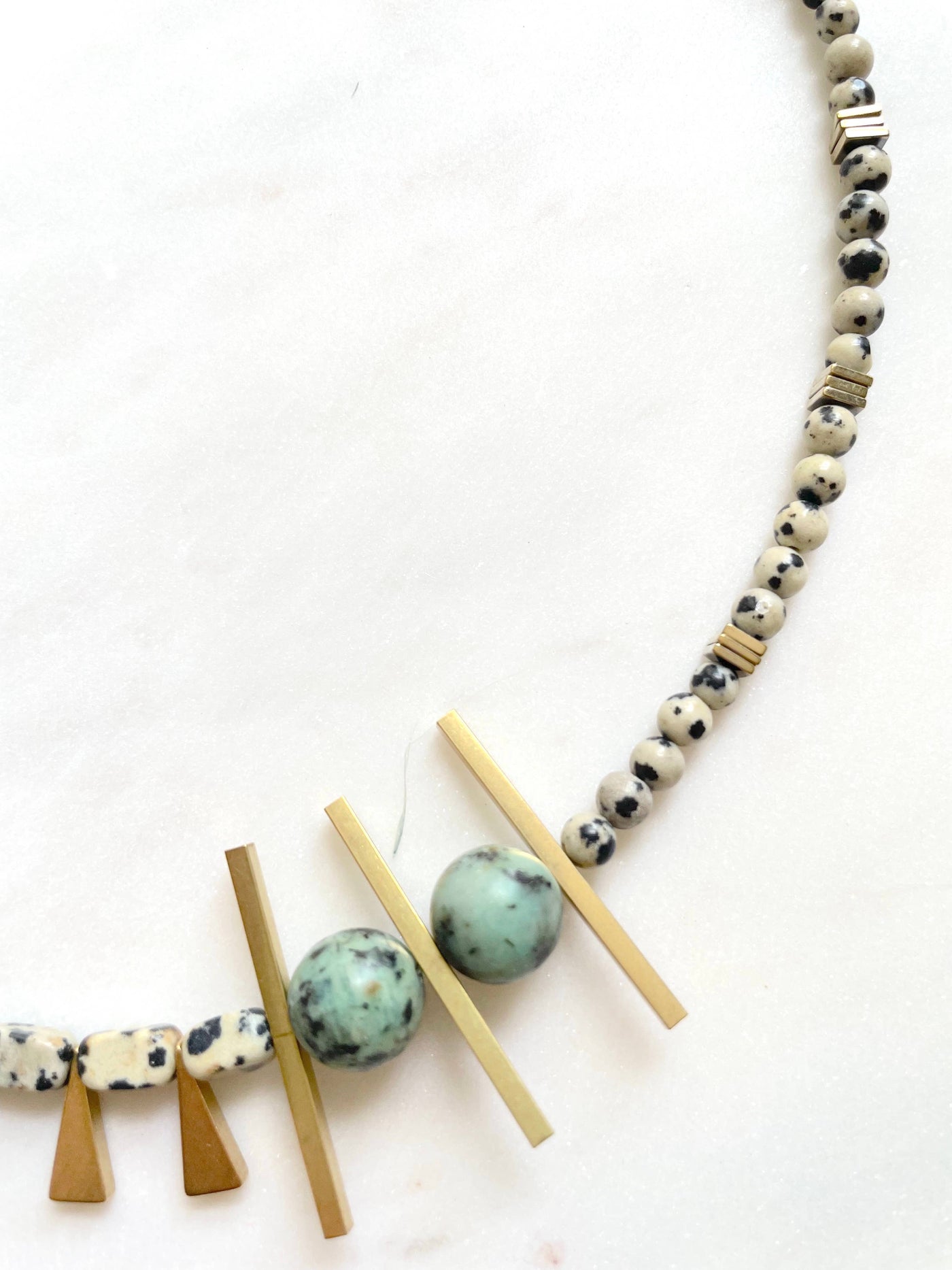 XTRA by Stacey The Anka Necklace - Dalmatian Jasper Gemstone Necklace - Simple Good