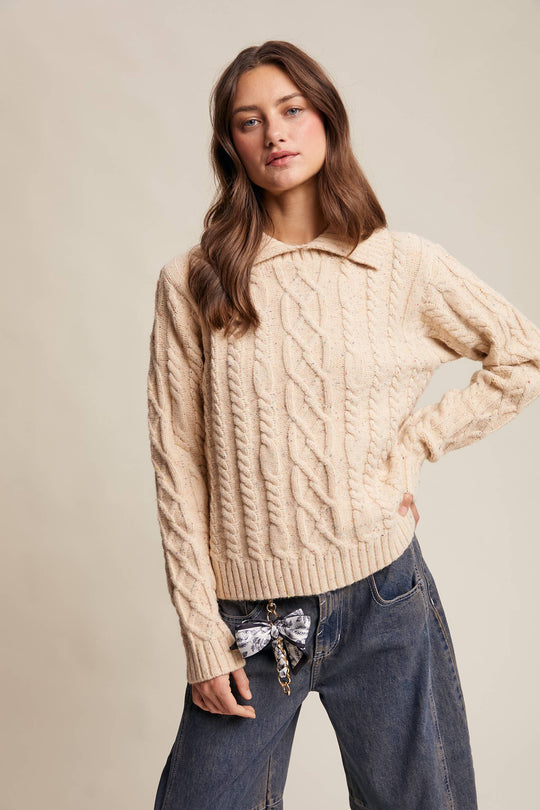 Collared Cable Knit Sweater