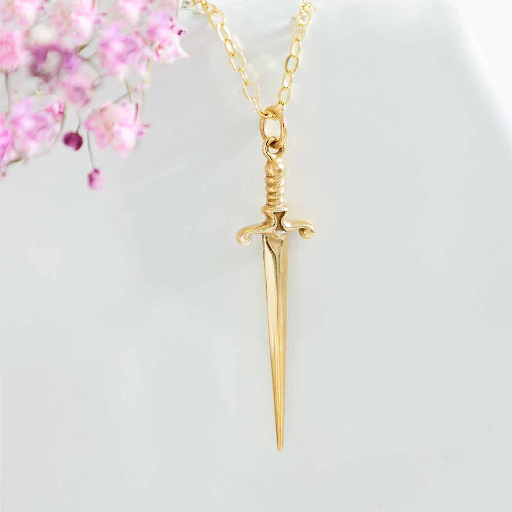 Nina Designs Bronze Sword Necklace with Gold Fill Chain - Simple Good