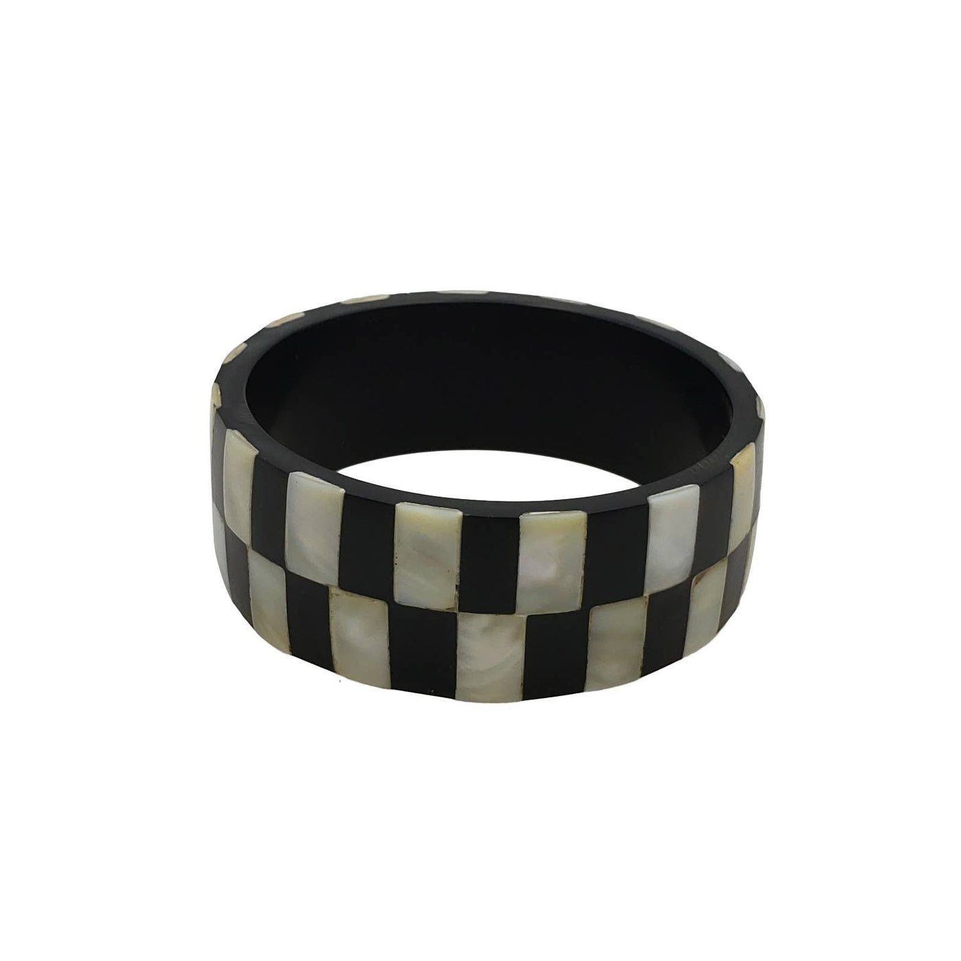 Checkered Bangle with Mother of Pearl Inlay