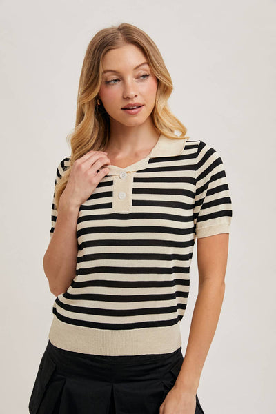 Striped Knit Polo