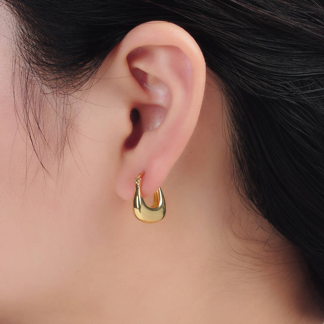 24K Gold Filled Dome Square Latch Hoop Earrings