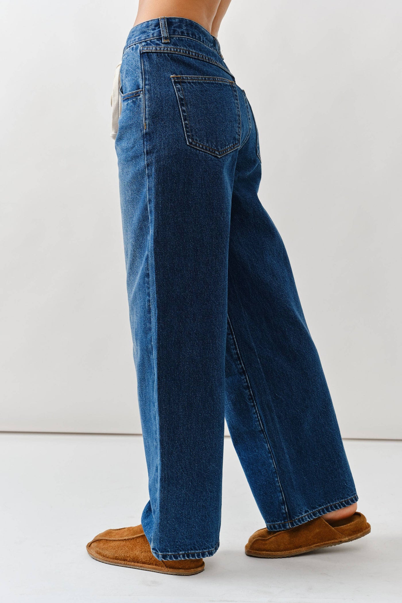 Drawstring Waist Straight-Leg Jeans