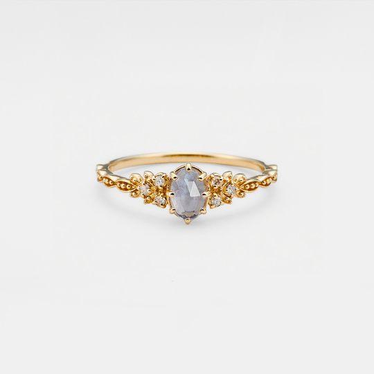 Labradorite Olive Tree Leaf Ring