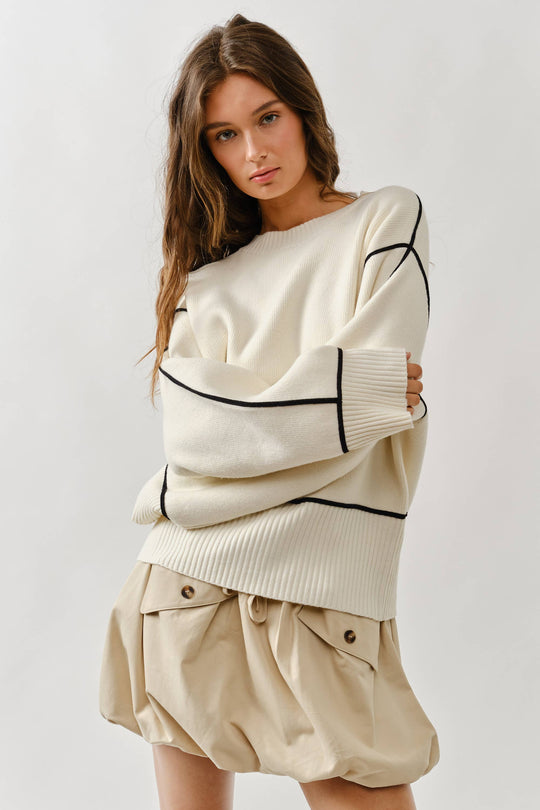 Oversized Contrast Stitch Sweater