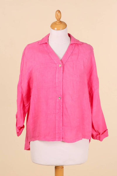 Full-length Linen Collared Shirt