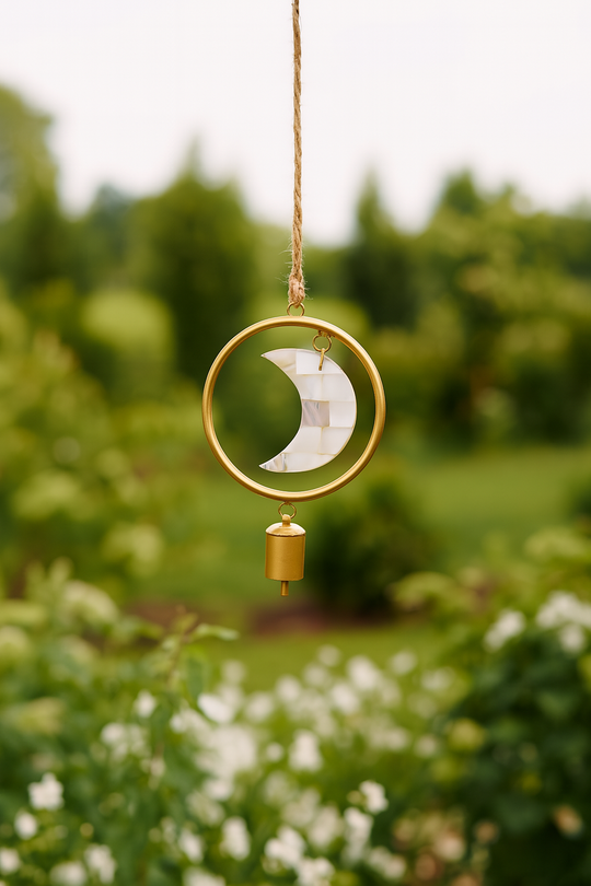 Chayana Small Moon Mother of Pearl Wind Chime - Handmade