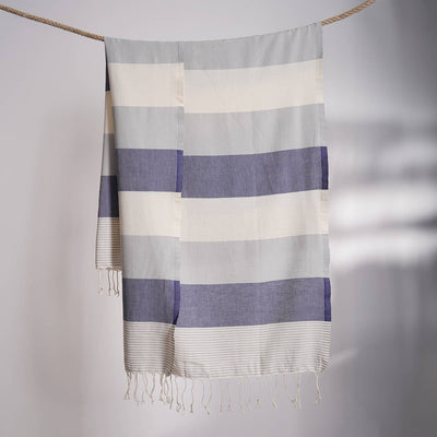 Blue and White Striped Turkish Towel