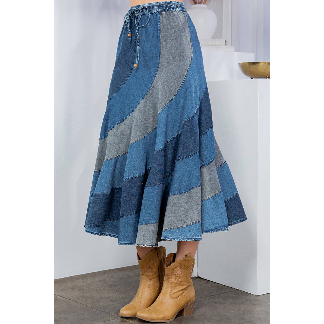 Midi Skirt With Asymmetrical Bias Panels