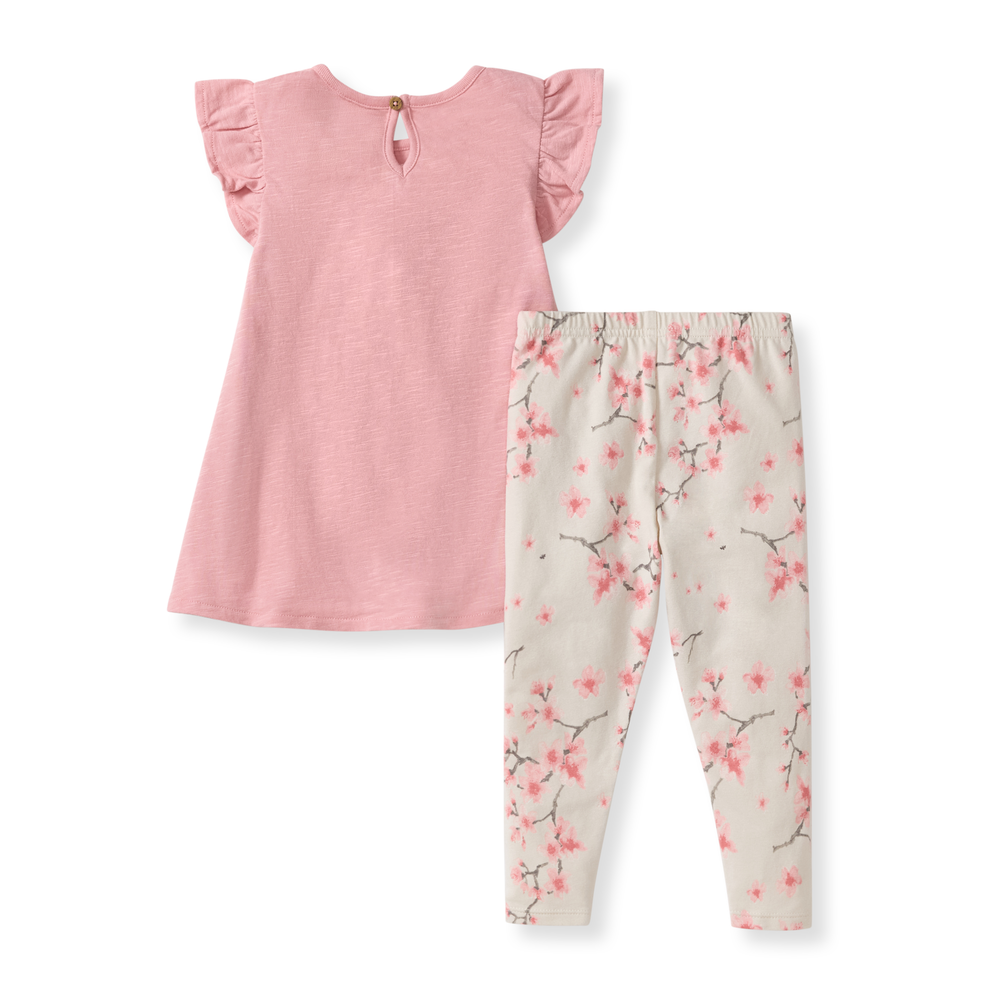 Slub Tunic & Cherry Blossoms Pants Set