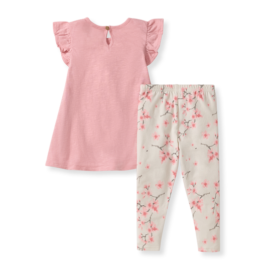 Slub Tunic & Cherry Blossoms Pants Set