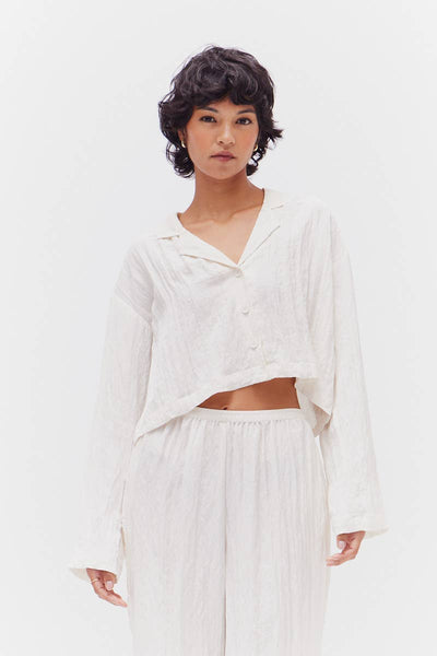 Long Sleeve Button Down Crop Top