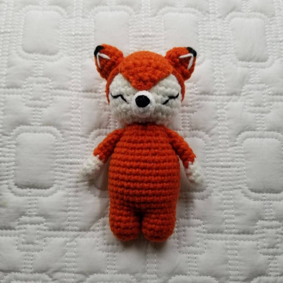 Fox Hand Crocheted Baby Plush Teething Toy