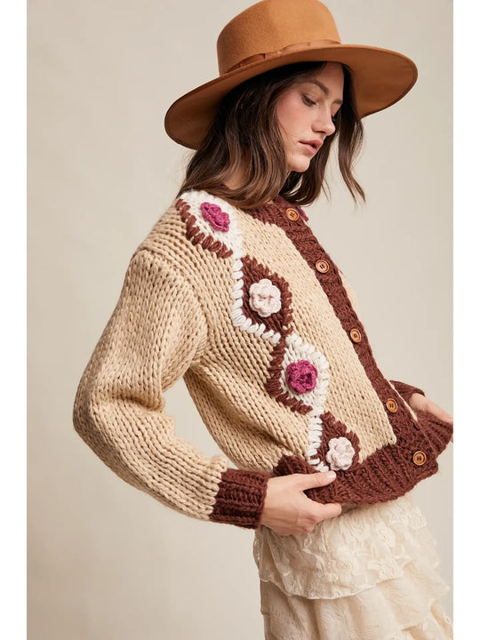 Fall Crochet Floral Cardigan