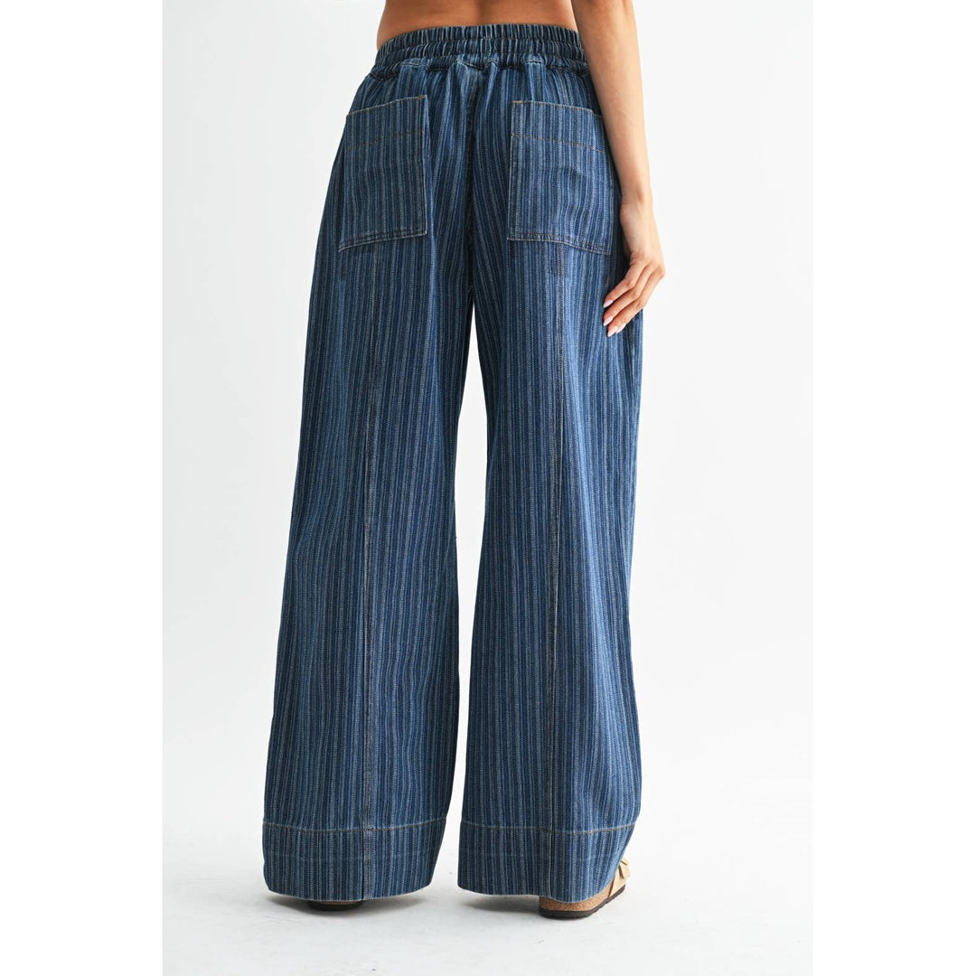 Denim Striped Relaxed Fit Pants