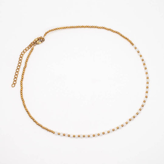 Simple Beaded Faceted Stone Necklace