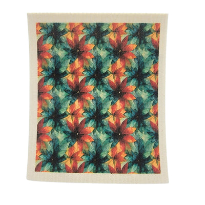 Abstract Poinsettia Swedish Dishcloth - Christmas Decor