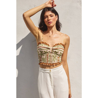 The Bahamas Smocked Sweetheart Crop Top