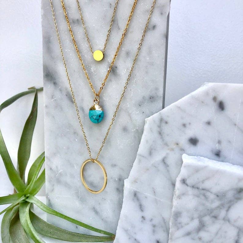 Minor Metal Jewelry Gold Circle Layered Necklace - Simple Good
