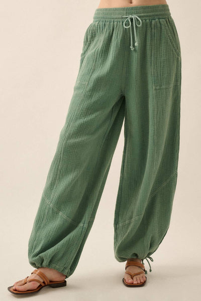 Mineral Washed Crinkle Cotton Parachute Pants