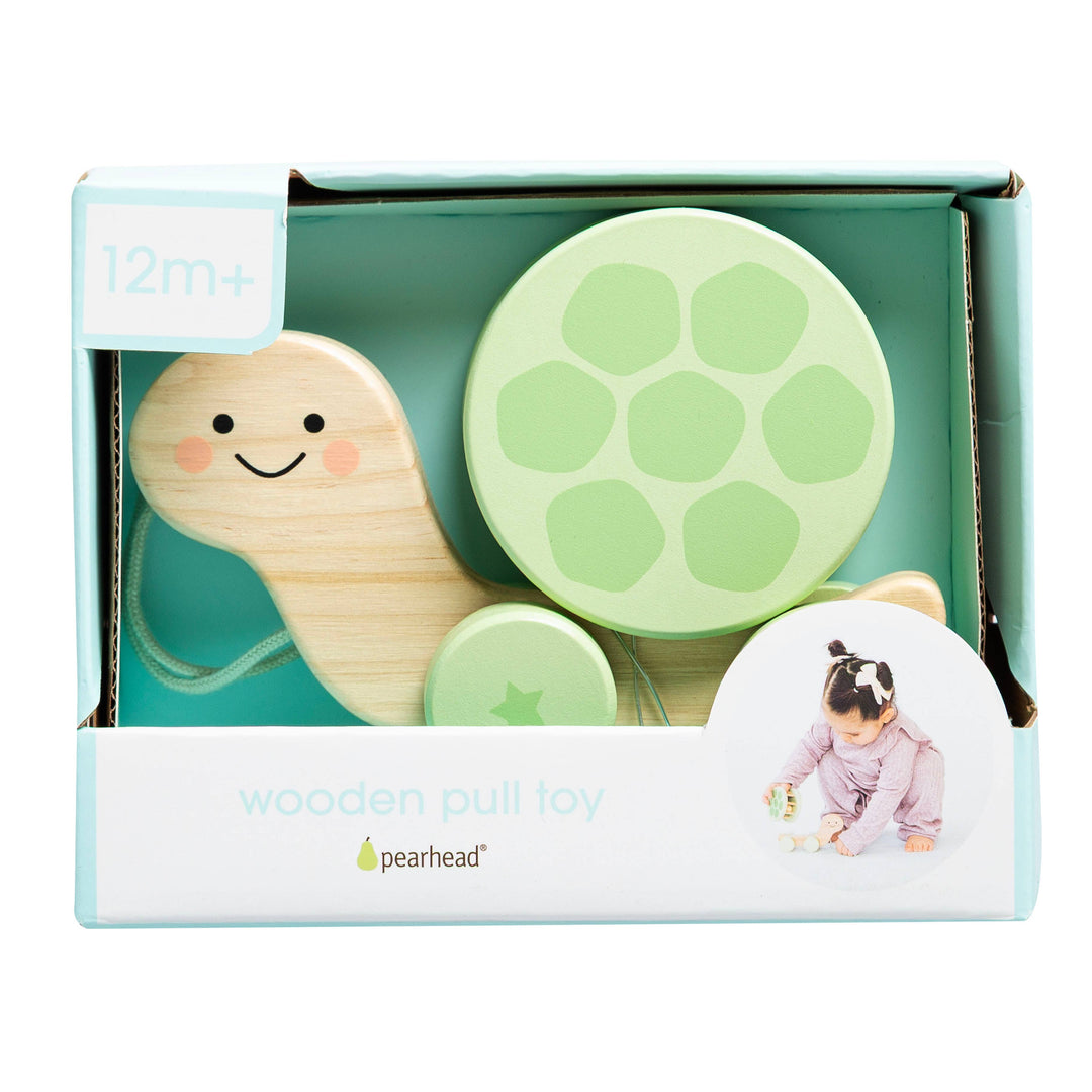 Turtle Wooden Pull Toy with Rattle Shell