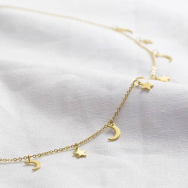 Star and Moon Charm Necklace