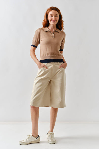 Contrast Edge Polo Sweater