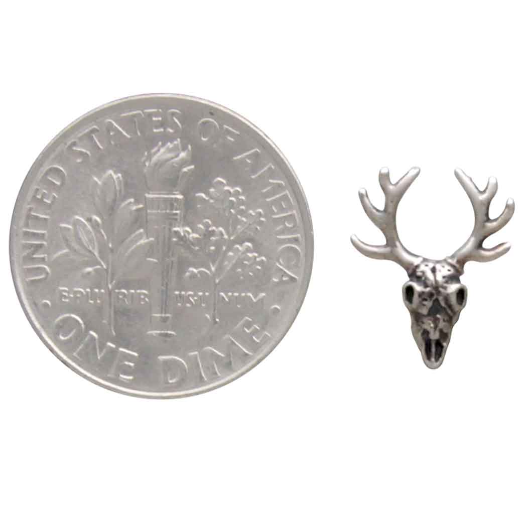 Sterling Silver Deer Skull Post Earrings