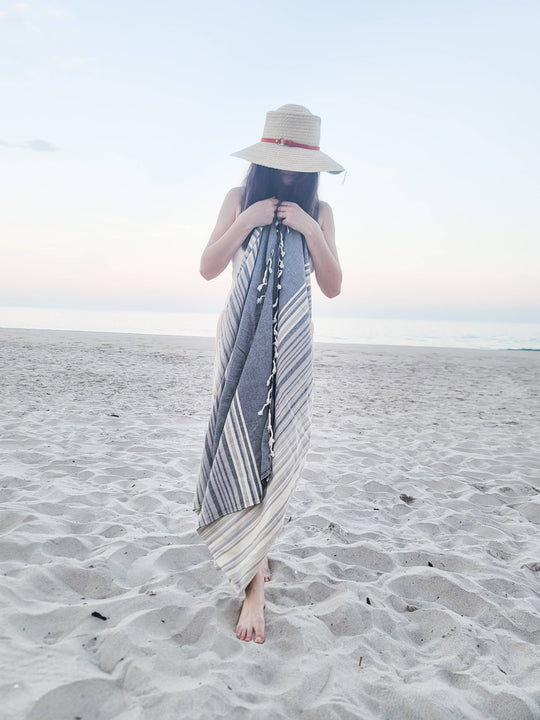 Tegula Turkish Towel | Sand Free Beach Towel |Jacquard Woven