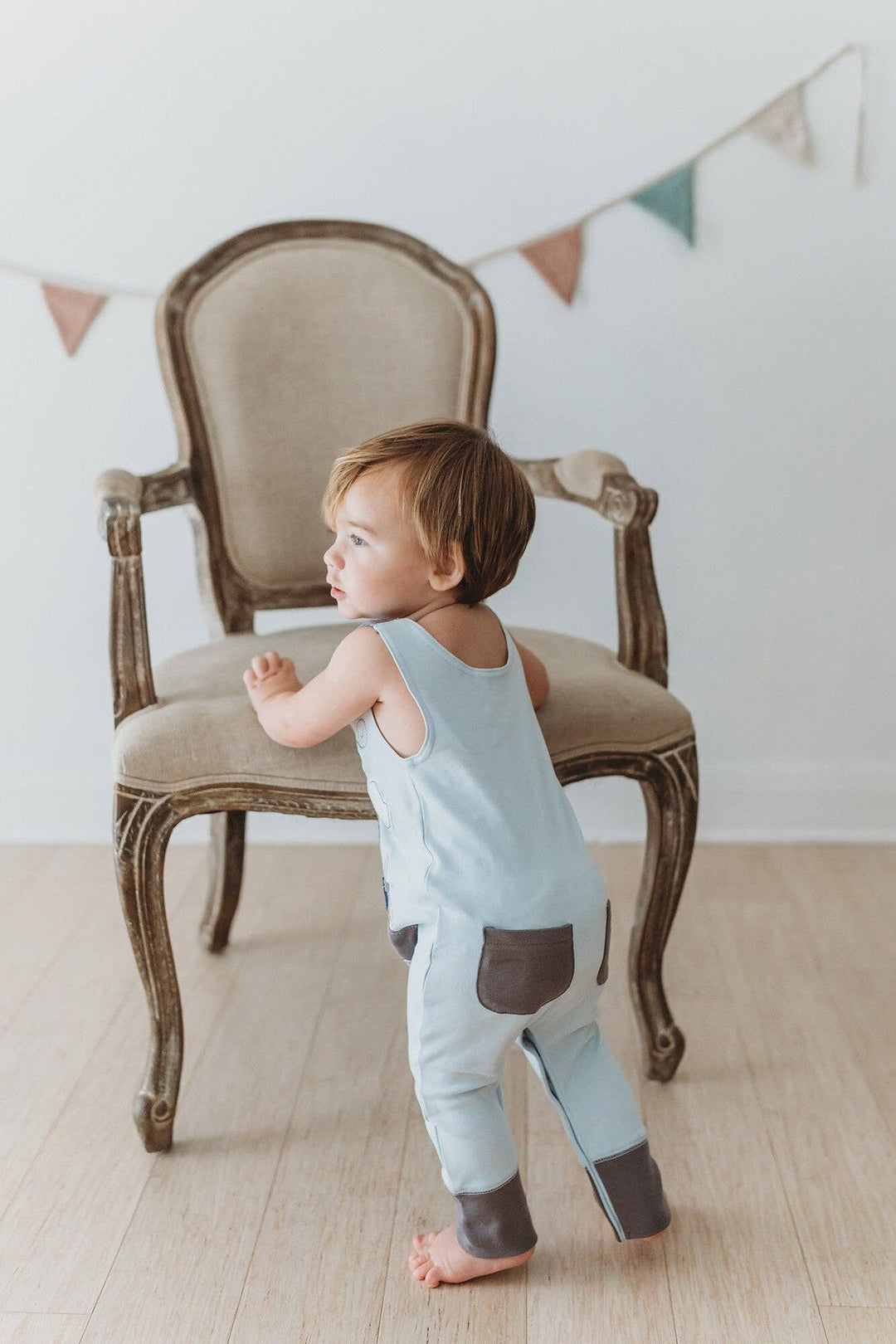 Organic Appliqué Harem Romper in Little Airplane